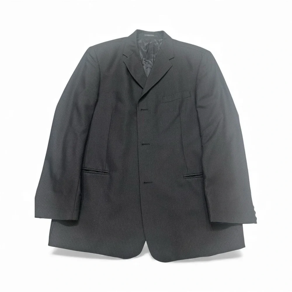 DKNY Men's 42R‎ Pure Wool Pinstripe Blazer Jacket Made in Canada Charcoal